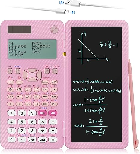 Scientific Calculators,IPepul Pink Desktop Math Solar Calculator with Notepad,991EX Type-C Rechargeable 552 Functions, 5-Lines Display,School Supplies for Middle High School and College Students(Pink)